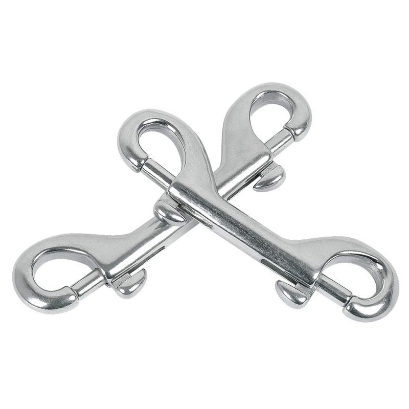 Huture 5 Pack 3.5â€™â€™ Double Ended Bolt Snaps Hook Zinc Alloy Trigger Chain Metal Clips Key Holder for Water Bucket Pet Feed Bucket Agricultural Equine Home Dog Leash Garage Use, Nickel Plated, Silver - Image 3